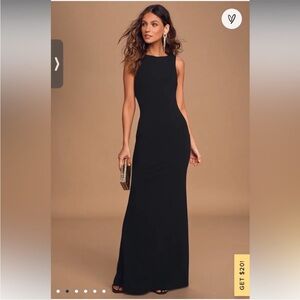 Lulu’s Love in Your Eyes Black Low Back Maxi Dress Size Small